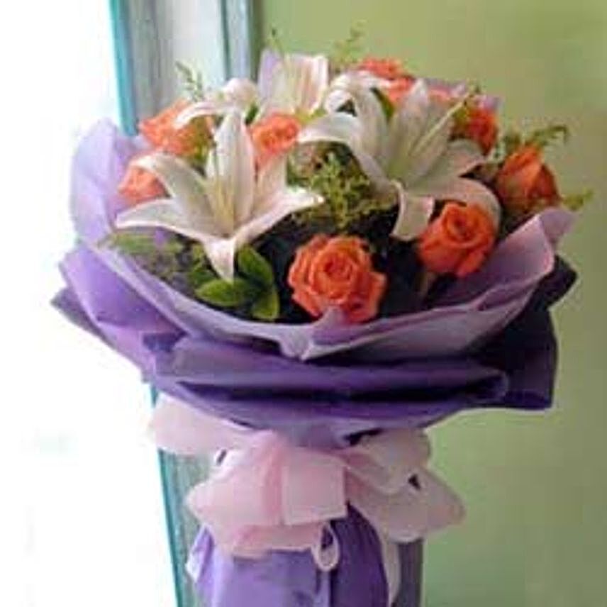 Rose Lily bouquet -CIN:Gifts to China