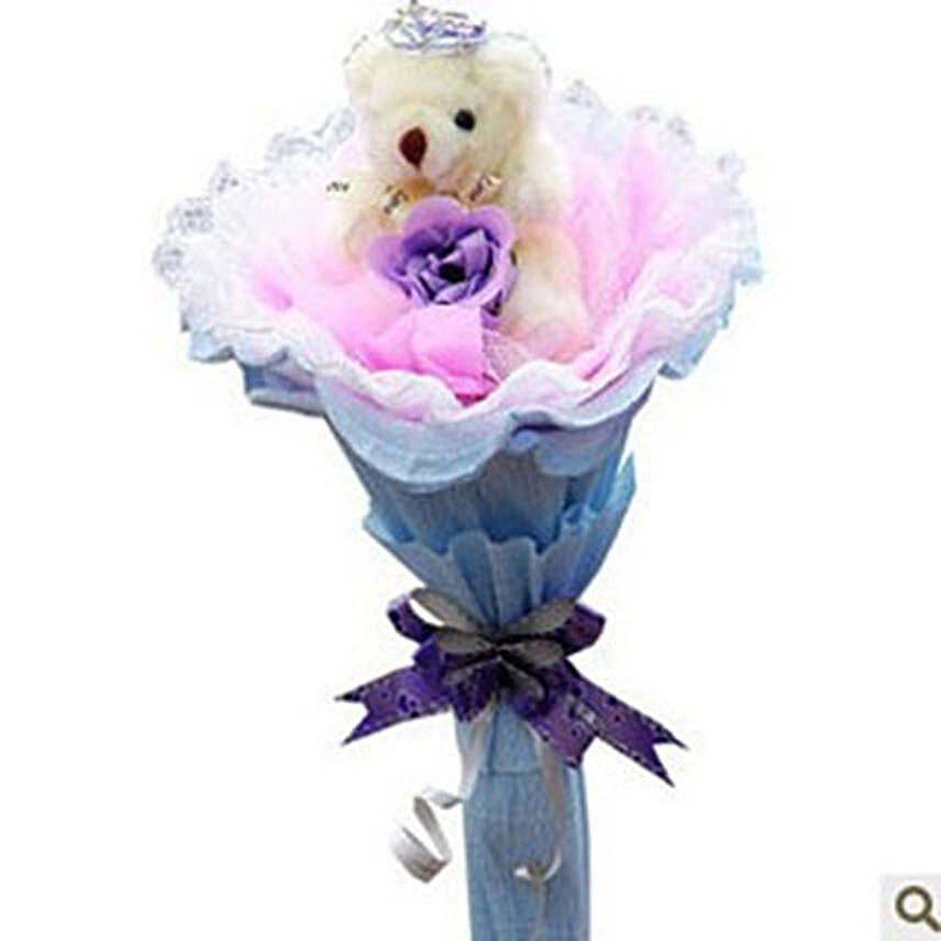 Blue Bear Bouquet:Rose Day Gifts in China