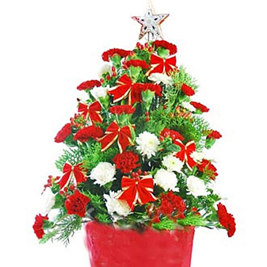 Red And White Carnations Christmas Tree