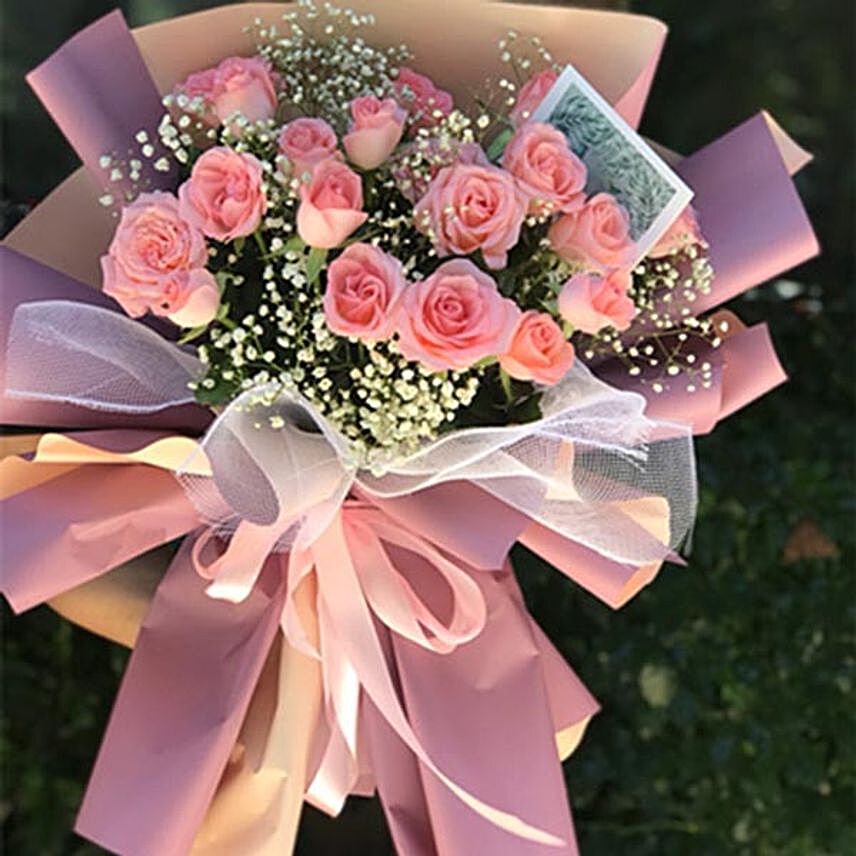 Missing Tide Pink Rose Bouquet:Rose Day Gifts to China