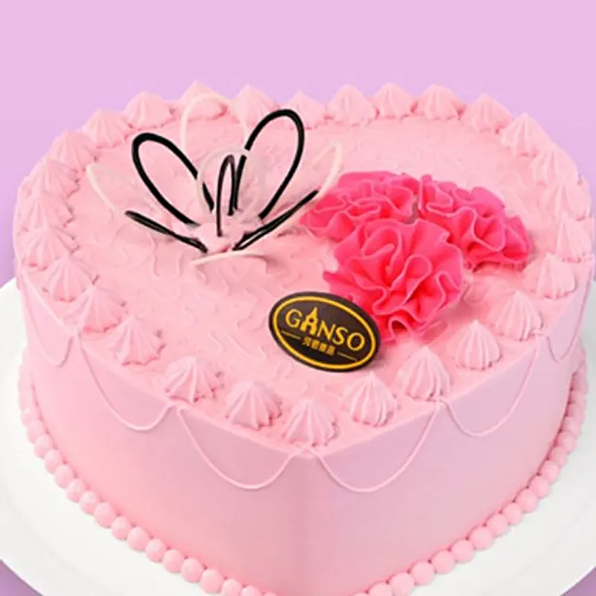 Butterfly And Flower Heart Shaped Cake