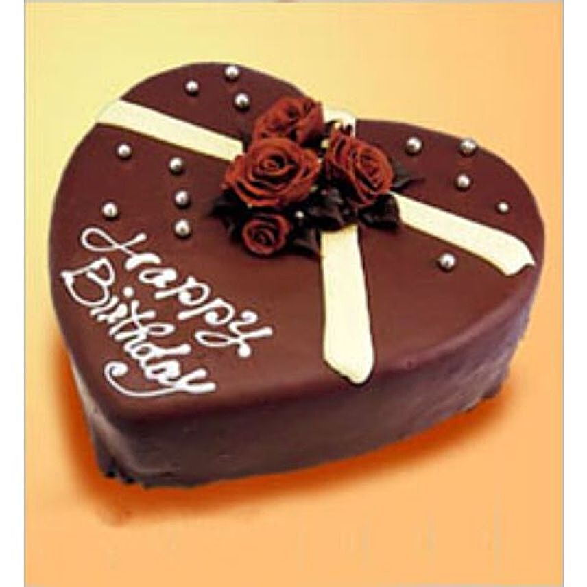 Tempting Heart Shaped Chocolate Cake:Send Birthday Gifts to China
