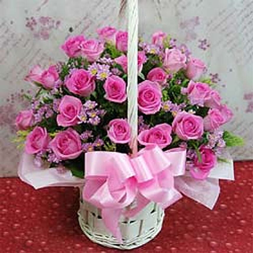 24 roses flower basket A-CIN