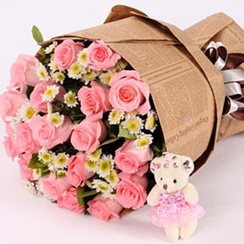 Bouquet Of 19 Diana Pink Roses