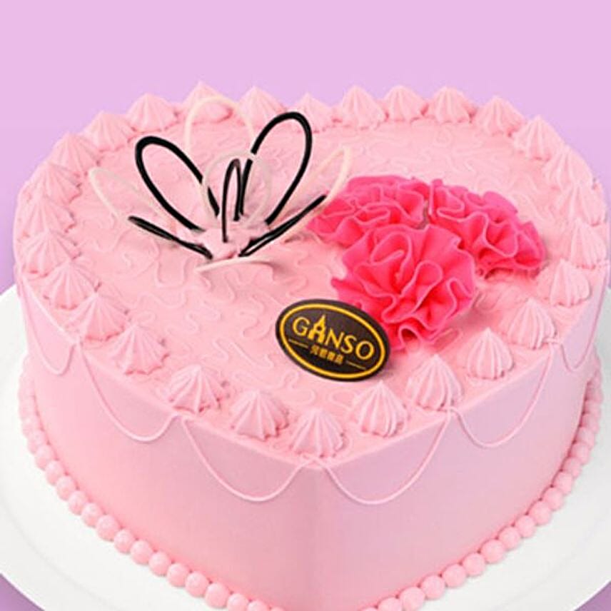 Butterfly And Flower Heart Shaped Cake