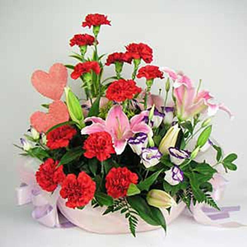 Mothers Day Carnations And Lily Bouquet