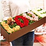 Mixed Roses Love And Cute Teddy Box