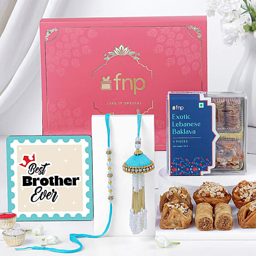 Festive Beads Rakhi and Baklava Treat