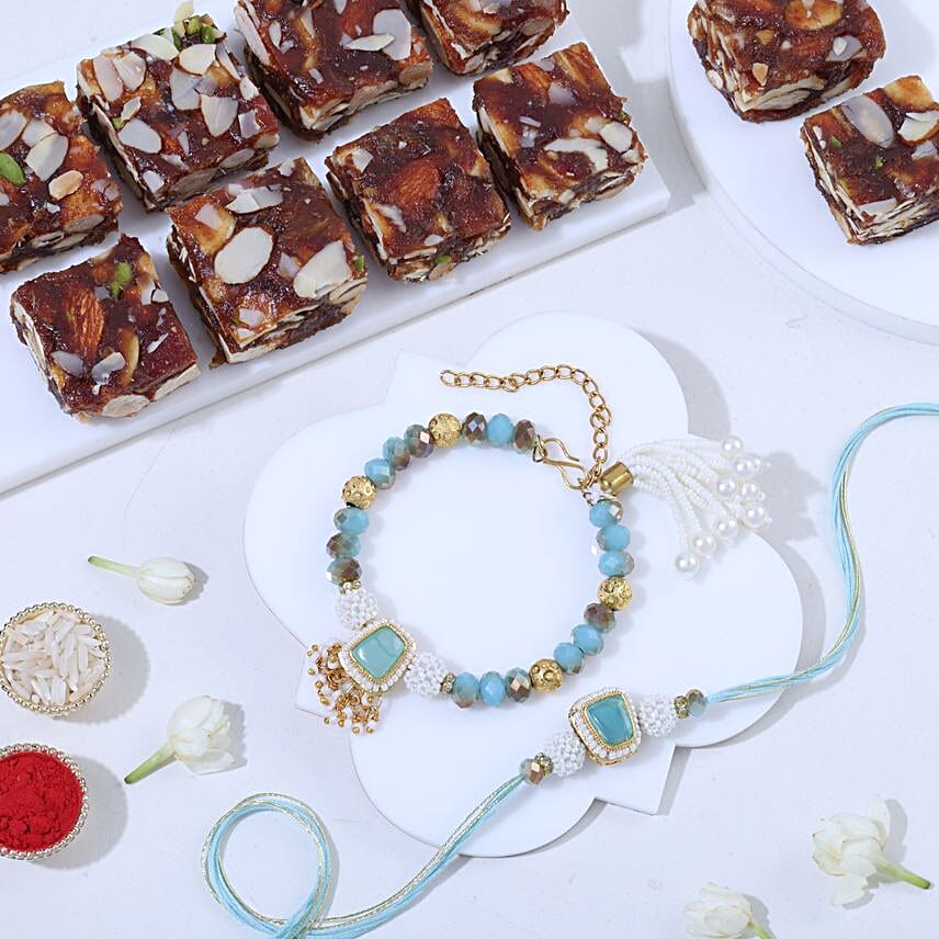 Charming BB Rakhi N Khajoor Burfi Gift