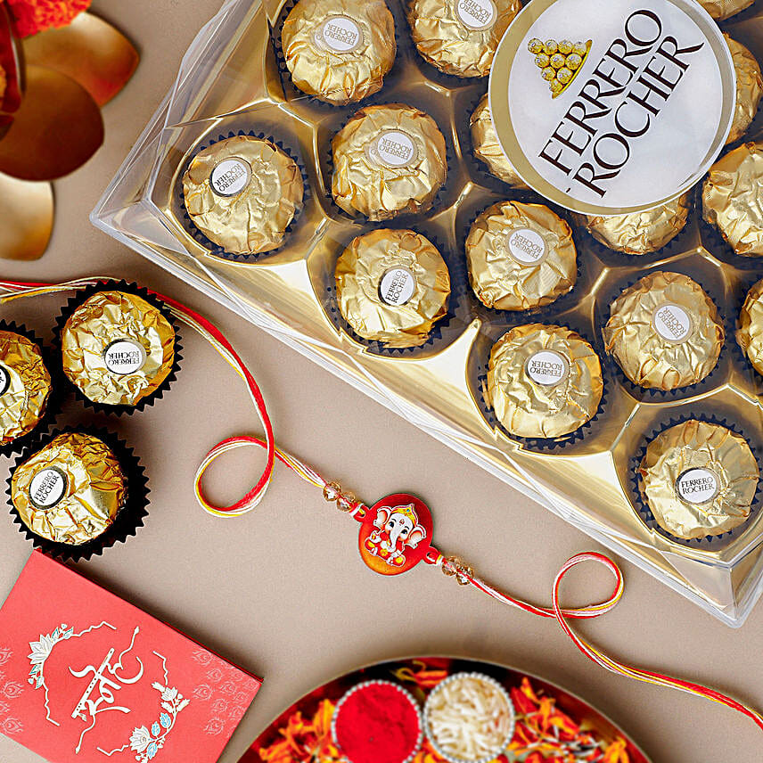 Sculpted Ganesha 3D Rakhi  Ferrero Rocher Gift Set