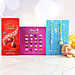 3 Traditional Rakhis And Delectable Chocolate Hamper