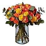 Charismatic Orange And Yellow Roses Bouquet