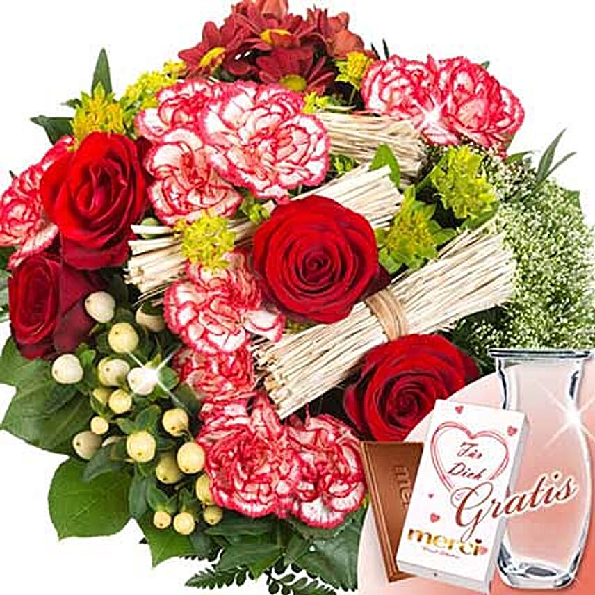 Flower Bouquet Velvet With Vase and Merci