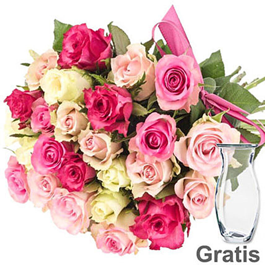Fresh Pink And White Pastel Rose Bunch
