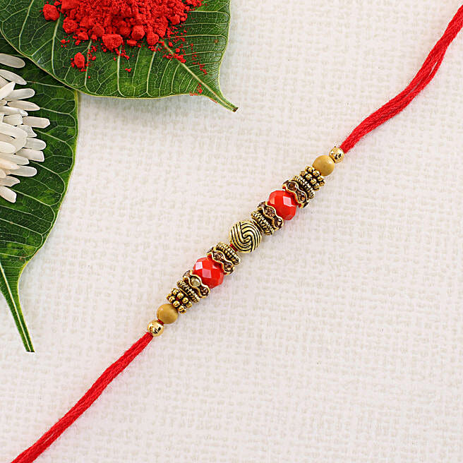 HOME GENIE Floral Rakhi For Brother – Multicolor Beaded