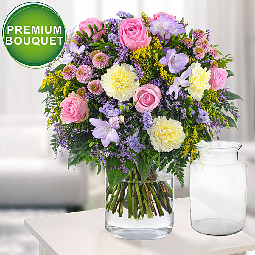 Premium Bouquet Blumenpracht With Premium Vase