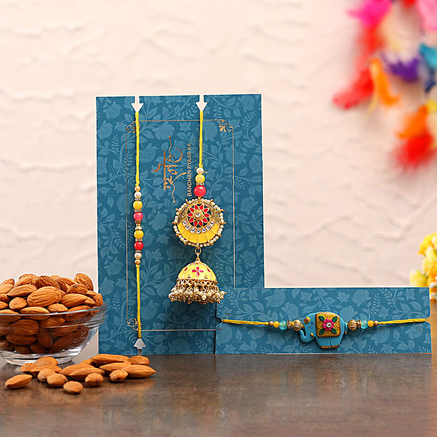 Jhumki Lumba Rakhi Set And Kids Rakhi With Healthy Almonds