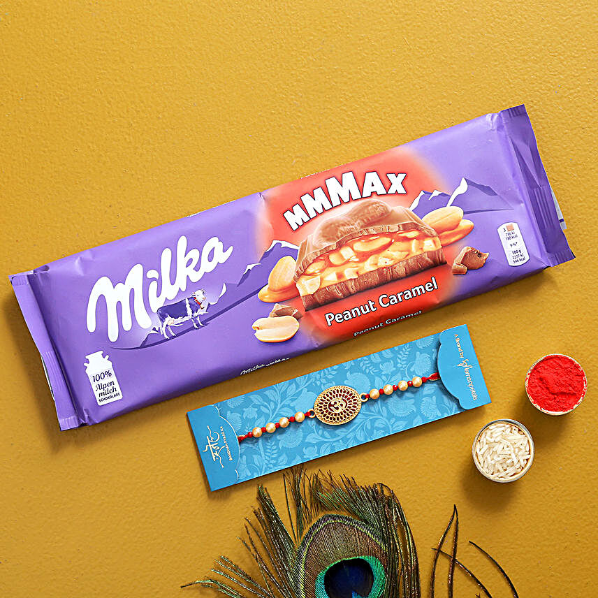 Om Rakhi And Milka Peanut Chocolate