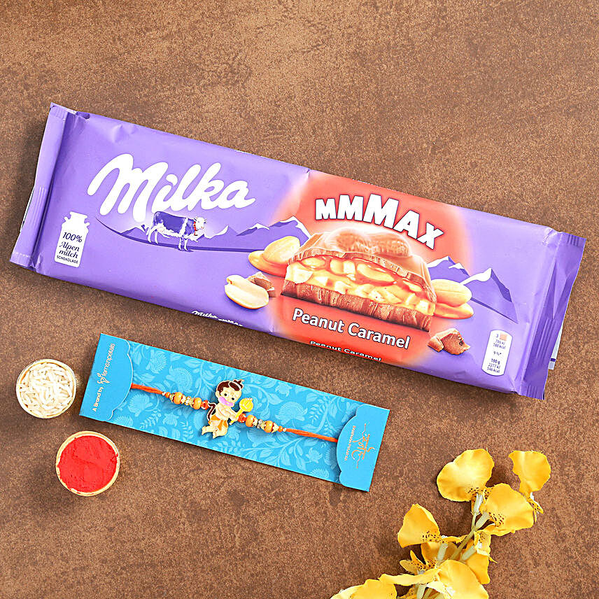 Bal Hanuman Kids Rakhi And Milka Peanut Chocolate