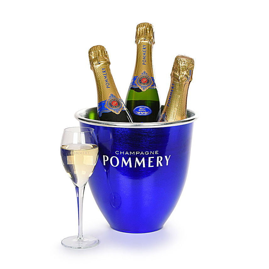 Champagne Pommery Blue Ice Bucket:Thanksgiving Gift Delivery in Germany