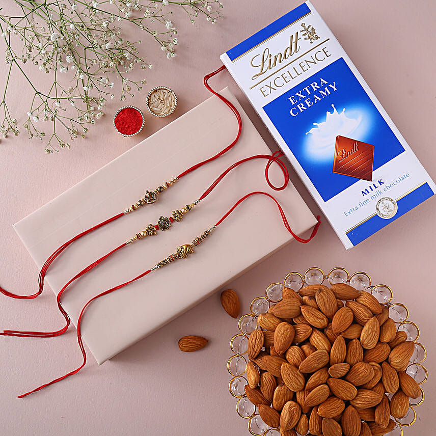 Sneh Feng Shui Rakhis With Lindt Chocolates & Almonds