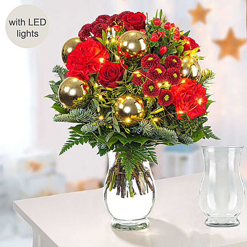 Sparkling Christmas Flower Bouquet:Carnation Flowers to Germany