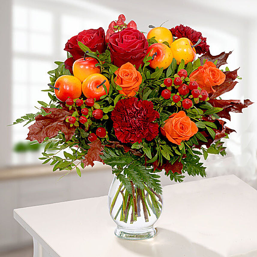 Blissful Mixed Flowers With Free Vase & Chocolates:Carnation Flowers to Germany