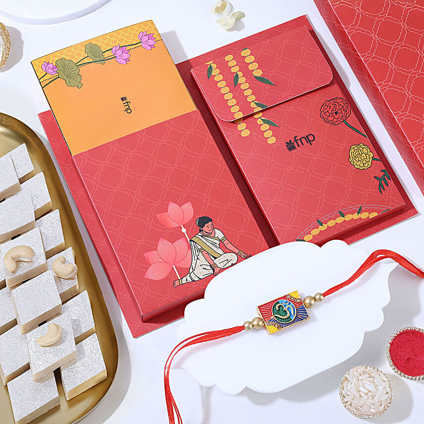 Sacred Om Rakhi N Kaju Katli Box