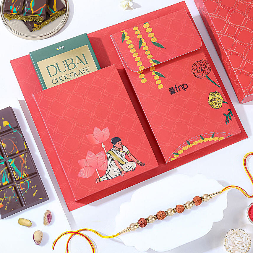 Blessings and Bites Meenakari Rakhi Hamper