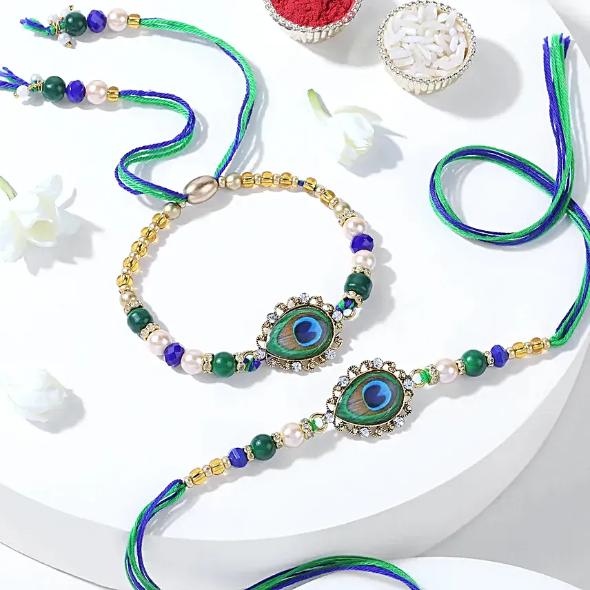 Peacock Bhaiya Bhabhi Rakhi Set