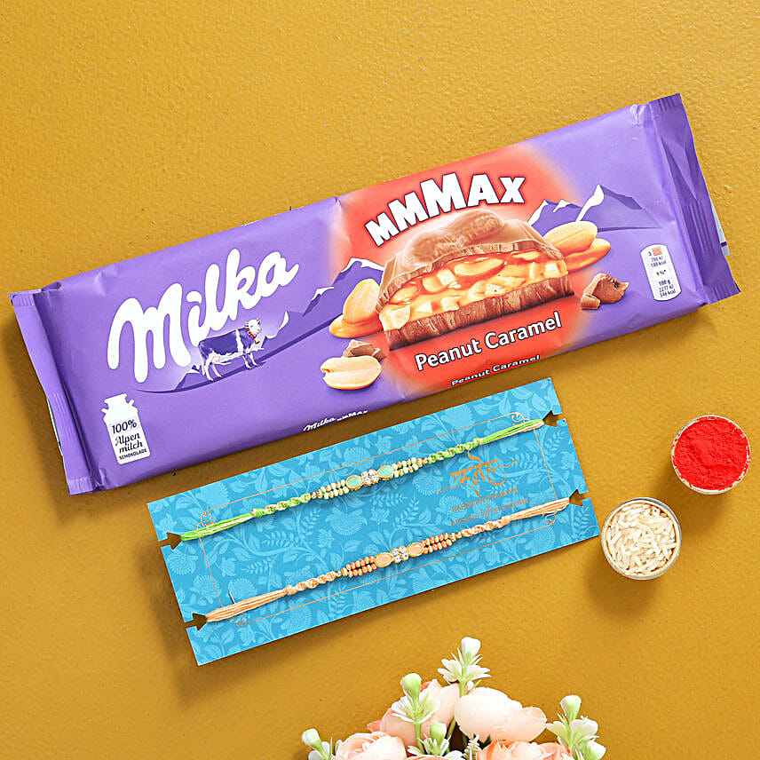 2 Stone Rakhis And Milka Peanut Chocolate