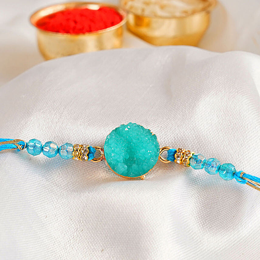Agate Stone Round Rakhi And Kaju Katli