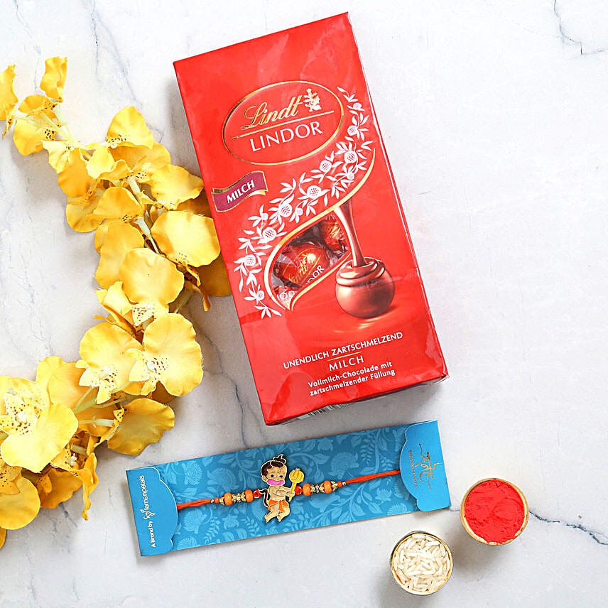 Bal Hanuman Kids Rakhi And Lindt Lindor Milch Chocolate