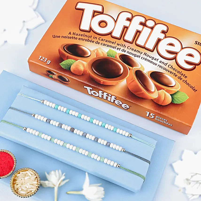 Beads Rakhi Set N Toffifee Treat