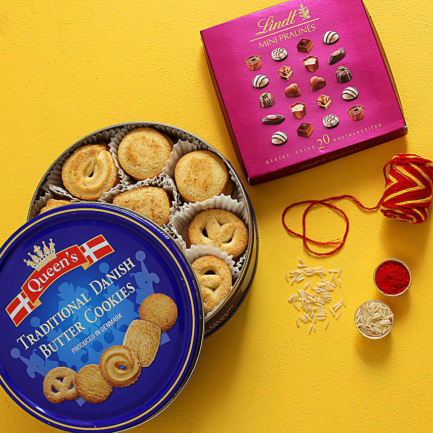 Bhai Dooj Celebration Cookies And Pralines Combo