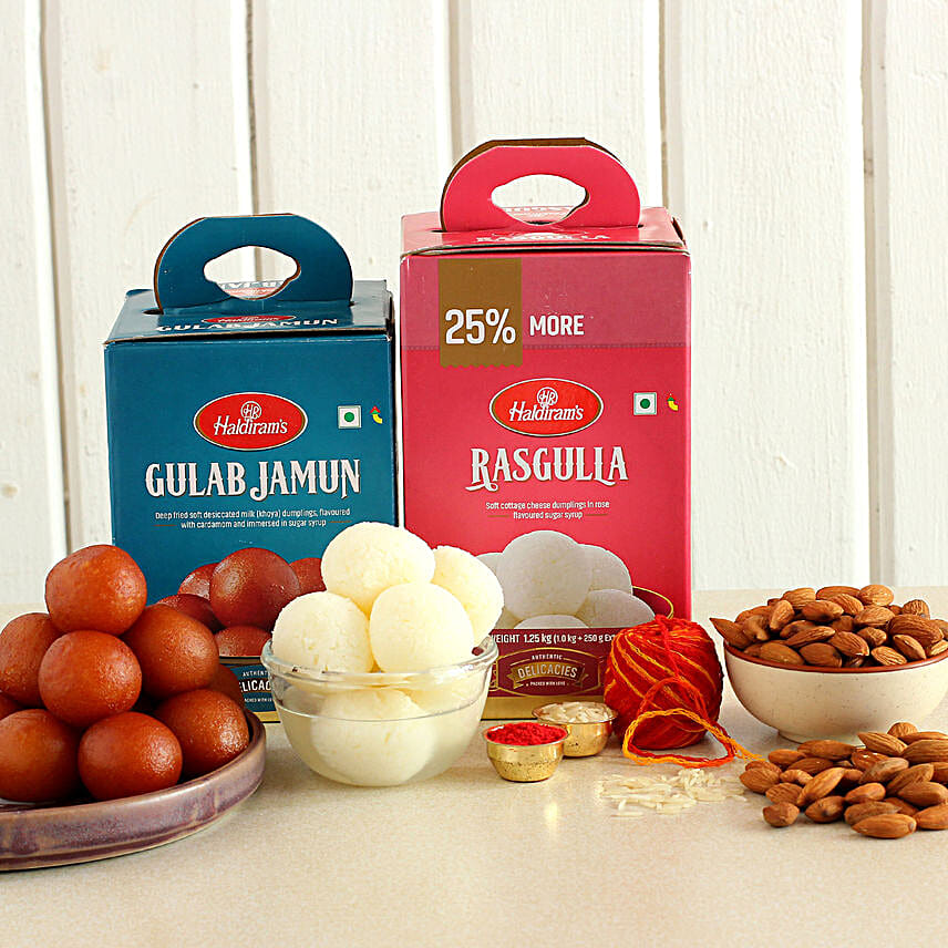 Bhai Dooj Celebration Sweets And Almonds Combo