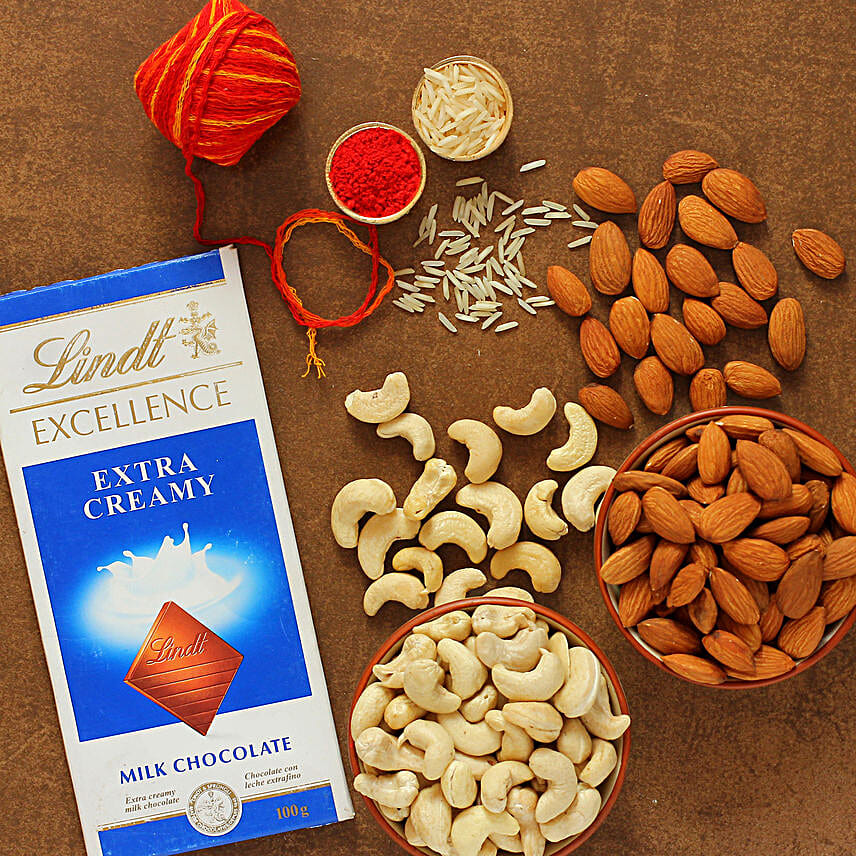 Bhai Dooj Greetings Lindt And Dry Fruits Combo