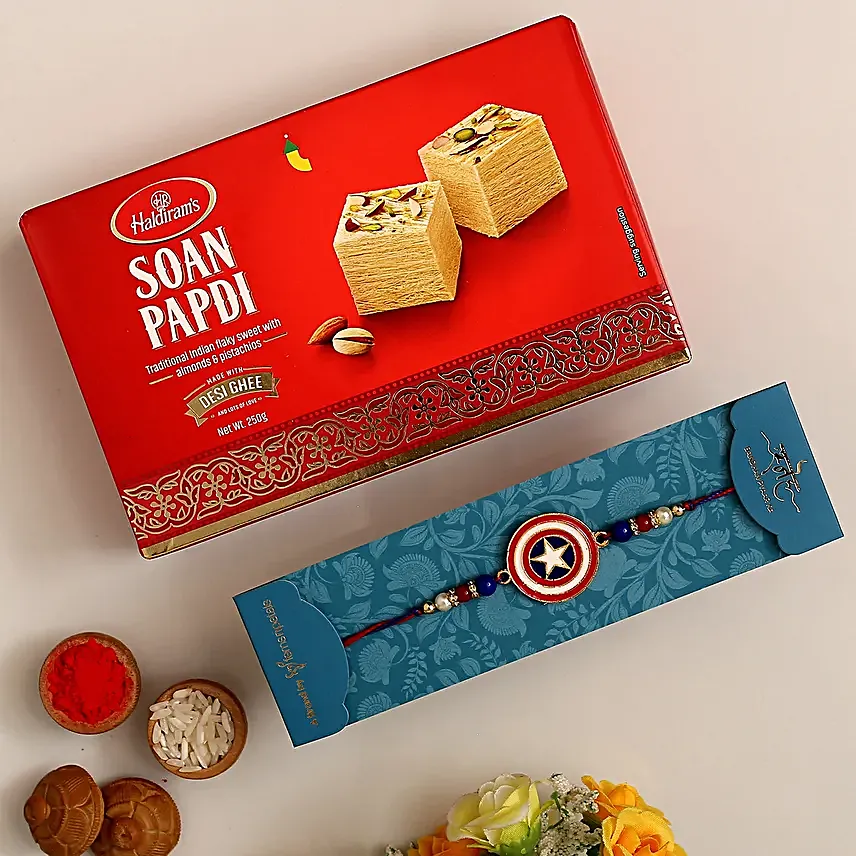 Captain America Kids Rakhi And Soan Papdi
