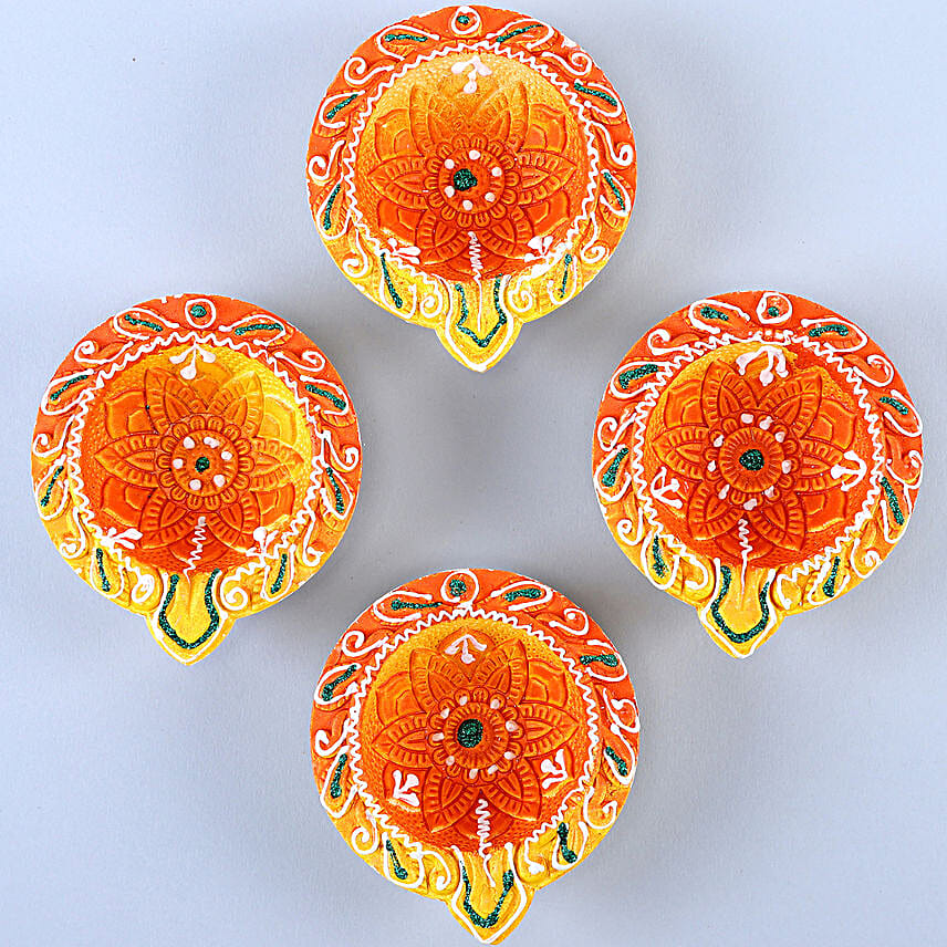Designer Diyas With Almonds And Gulab Jamun