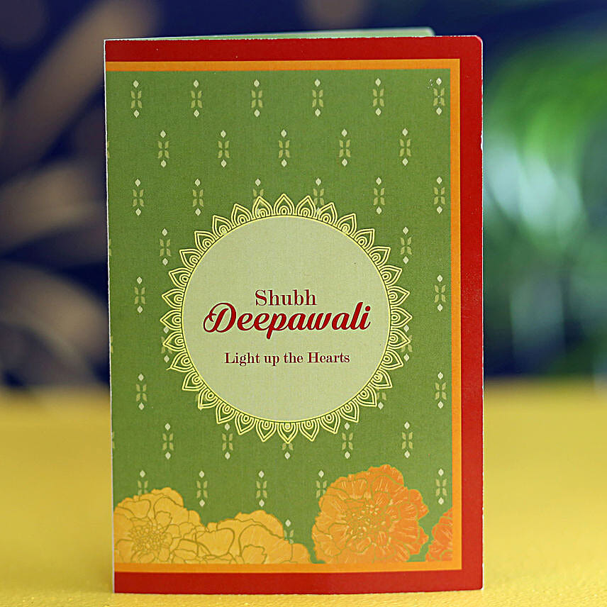 Designer Diyas With Soan Papdi And Chocolates N Greeting Card