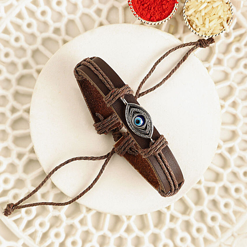 Evil  Eye Bracelet Rakhi N Besan Ladoo Combo