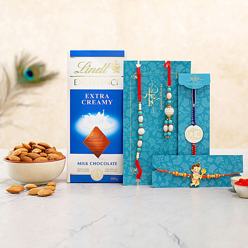 Family Rakhi Rakhi Set With Almonds And Lindt