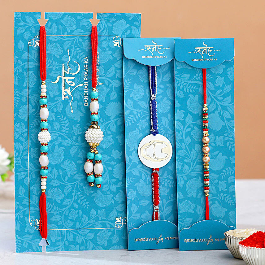 Family Rakhi Set With Gulabjamun And Rasgulla