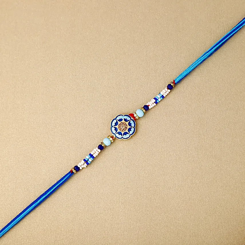 Floral Blue Meenakari Rakhi N Savoury Delights