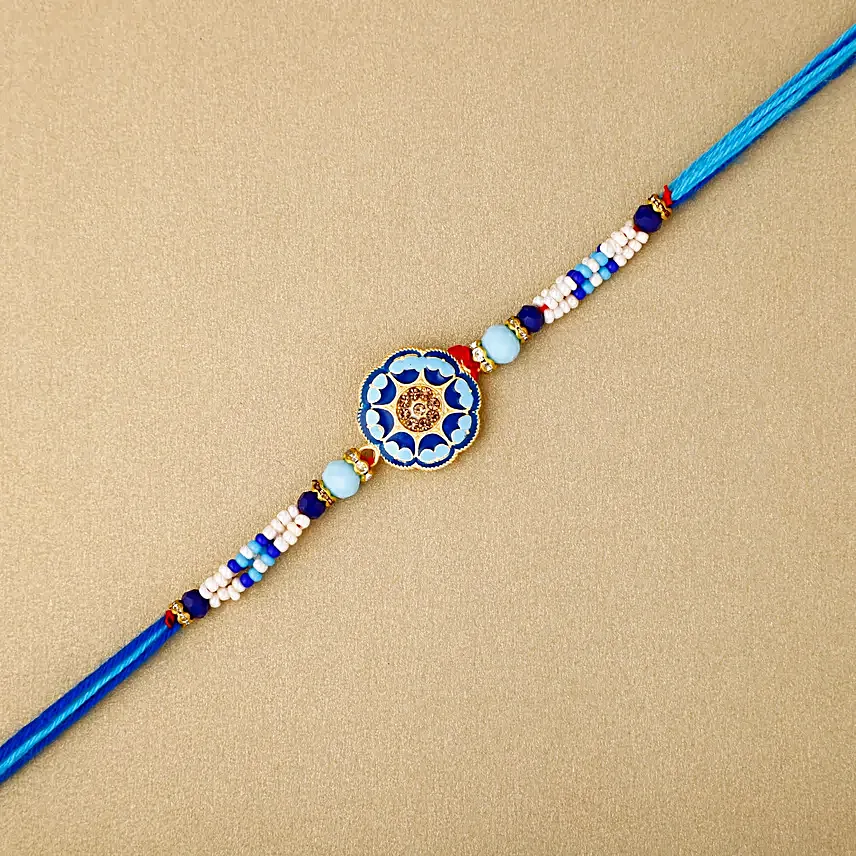 Floral Blue Meenakari Rakhi N Savoury Delights