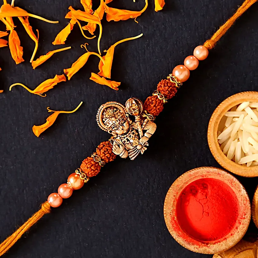 Hanuman Rudraksha Pearl Rakhi And Soan Papdi