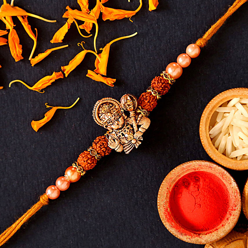 Hanuman Rudraksha Pearl Rakhi With 340 Gms Kaju Katli
