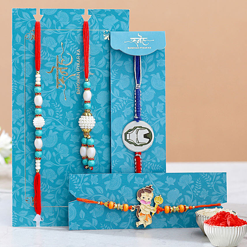 Kids Rakhi Combo And Pearl Lumba Rakhi Set With Lindt