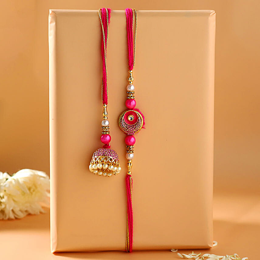 Meenakari Pearl And Lumba Rakhi Set With 100 Gms Almonds