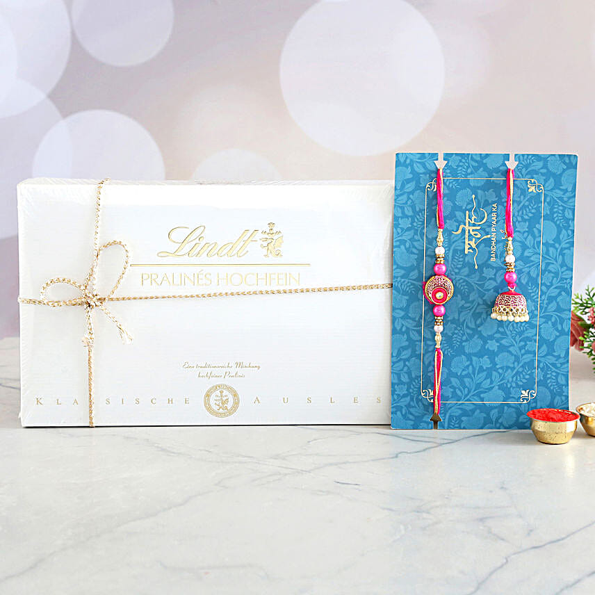 Meenakari Rakhi And Lindt Pralines